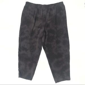Eileen Fisher 100% Silk Pants XL Tie Dye Black